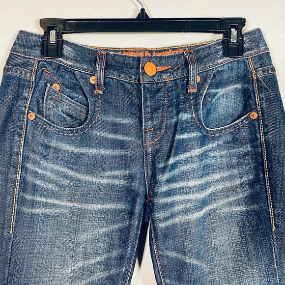 Levis Women's Blue Copper Button Rivets Ankle Wide Leg Jeans Sz 27 - Picture 6 of 16